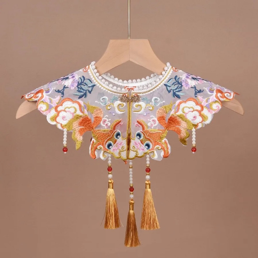 Go Ethnic Fashion - ヴィンテージ袍女性服ストリートウェアエスニックスタイル刺繍ラップ馬面漢服ポンチョケープマントショールファッション服