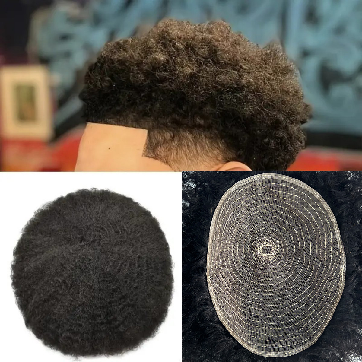 Ethnic Fashion India - 男性用アフロスタイルヘアピースまたは女性用トップピース、機械製ヘアピース、100%本物の人毛ヘアピース、DIY無料