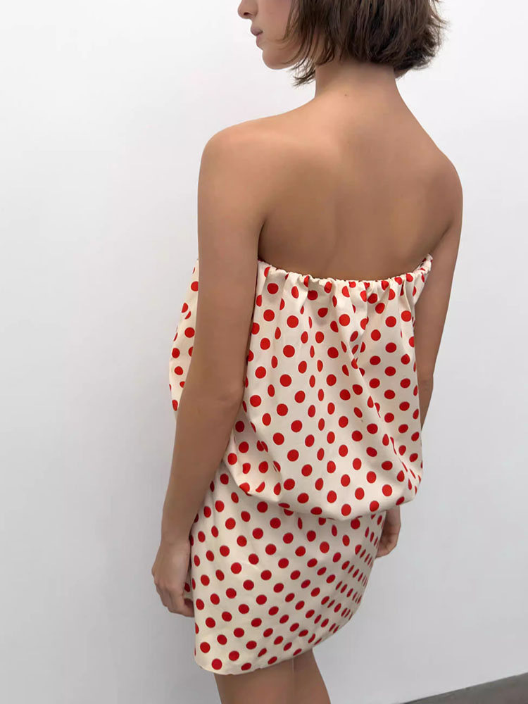 夏新作セクシーなストレートカラーオフショルダー水玉模様チュー - New Ethnic Fashion のレビューと価格