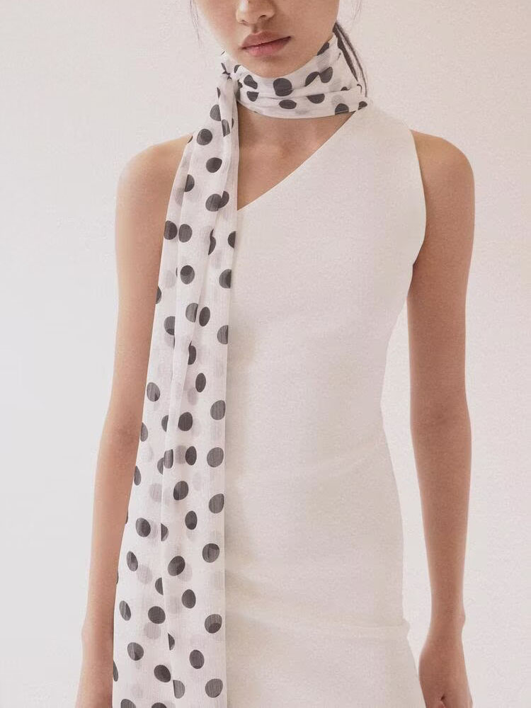夏の新作水玉模様スカーフショルダーバードネックハンギングドレ - New Ethnic Fashion のレビューと価格