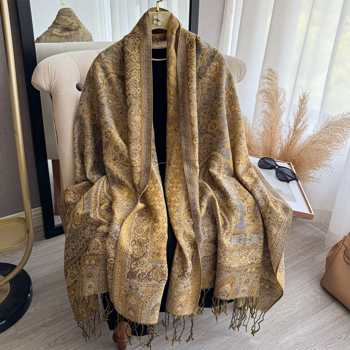 2025 タッセルブランケットデザイン エスニック風 厚手パ - New Ethnic Fashion のレビューと価格