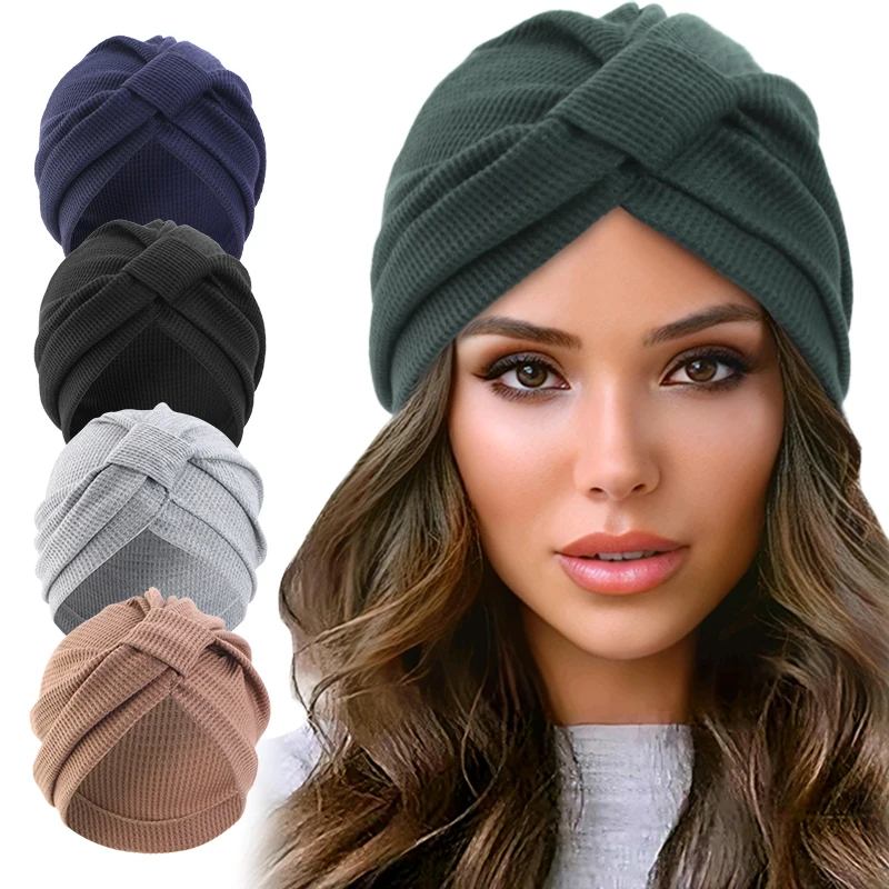 女性用コットンワッフル素材のヘッドスカーフ帽子。通気性があり - Ethnic Fashion India のレビューと価格